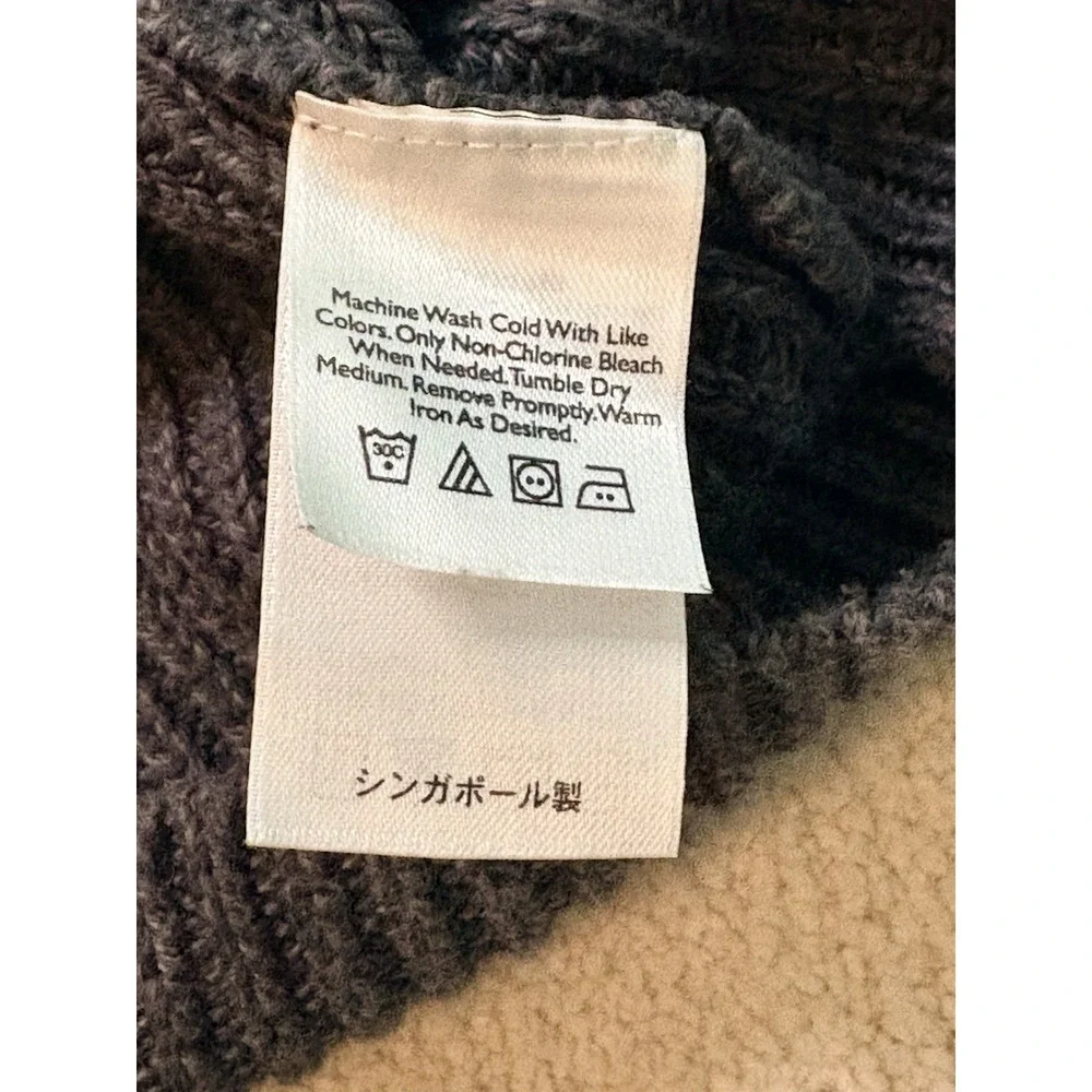 Eddie Bauer Mens M Gray Rib Knit 100% Cotton Henley Sweater Mock Neck - Picture 5 of 6